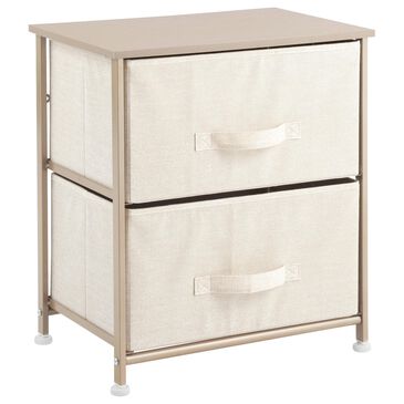 mDesign 2-Drawer Fabric Nightstand in Cream, , large