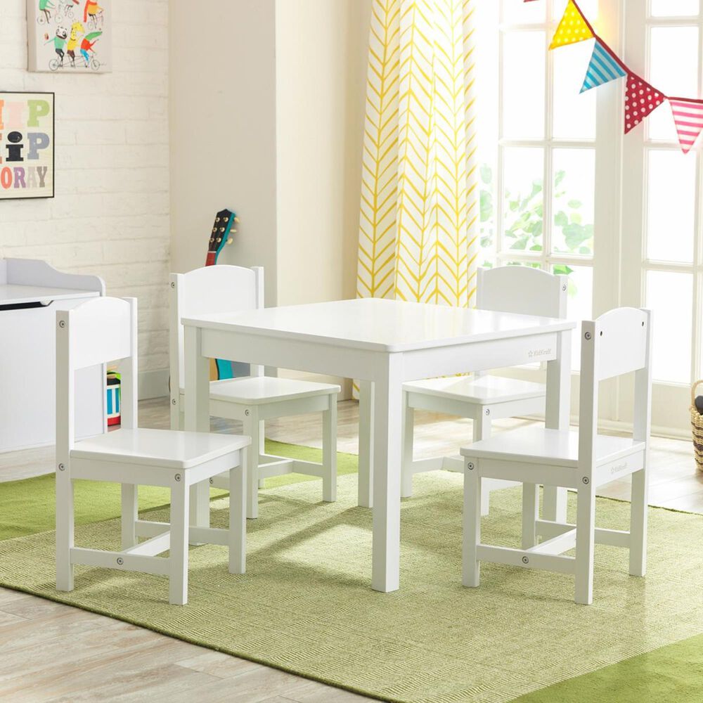 Kidkraft 5 Piece Farmhouse Table Set in White, , large