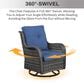 Sunwell Garden Patio Swivel Rocker Chair with Gray Rattan in Navy (Set of 2), , large