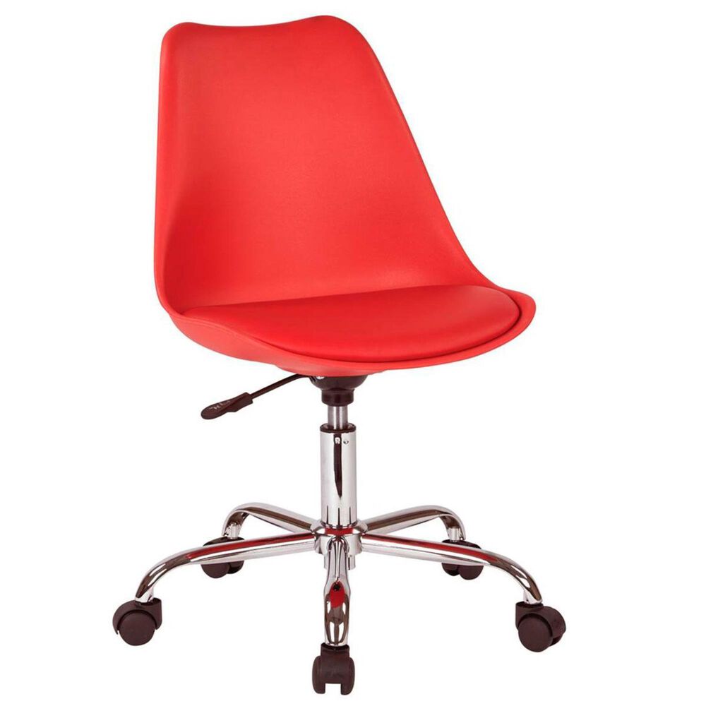OSP Home Emerson Student Office Chair with pneumatic Chrome base in Red Finish, , large