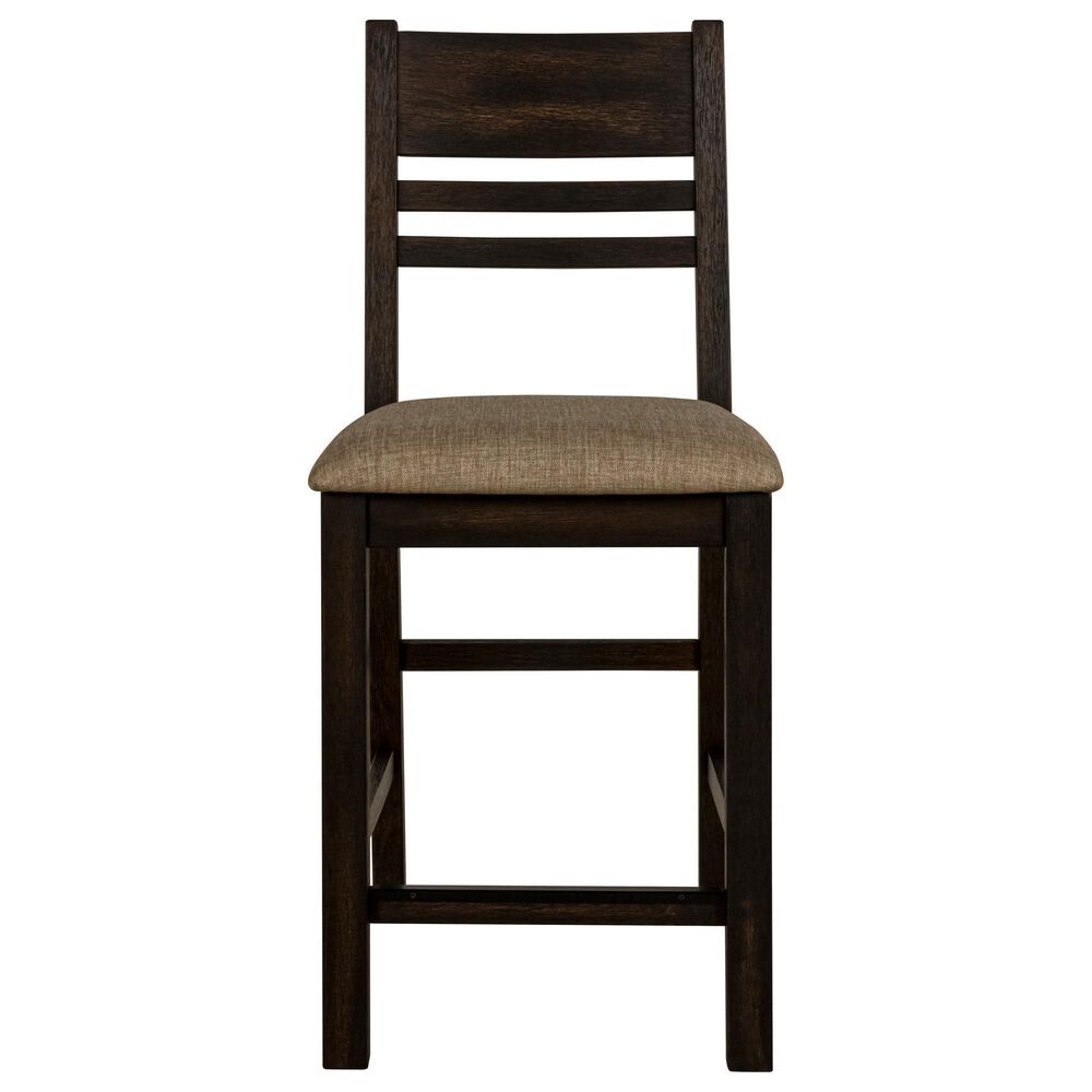 Frankfurt Furniture Thin Ladder Back Counter Chair in Brown Wire Brushed, , large