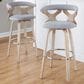 LumiSource Gardenia Swivel Fixed-Height Bar Stool with Cream Faux Leather Upholstery in Chrome and Walnut (Set of 2), , large