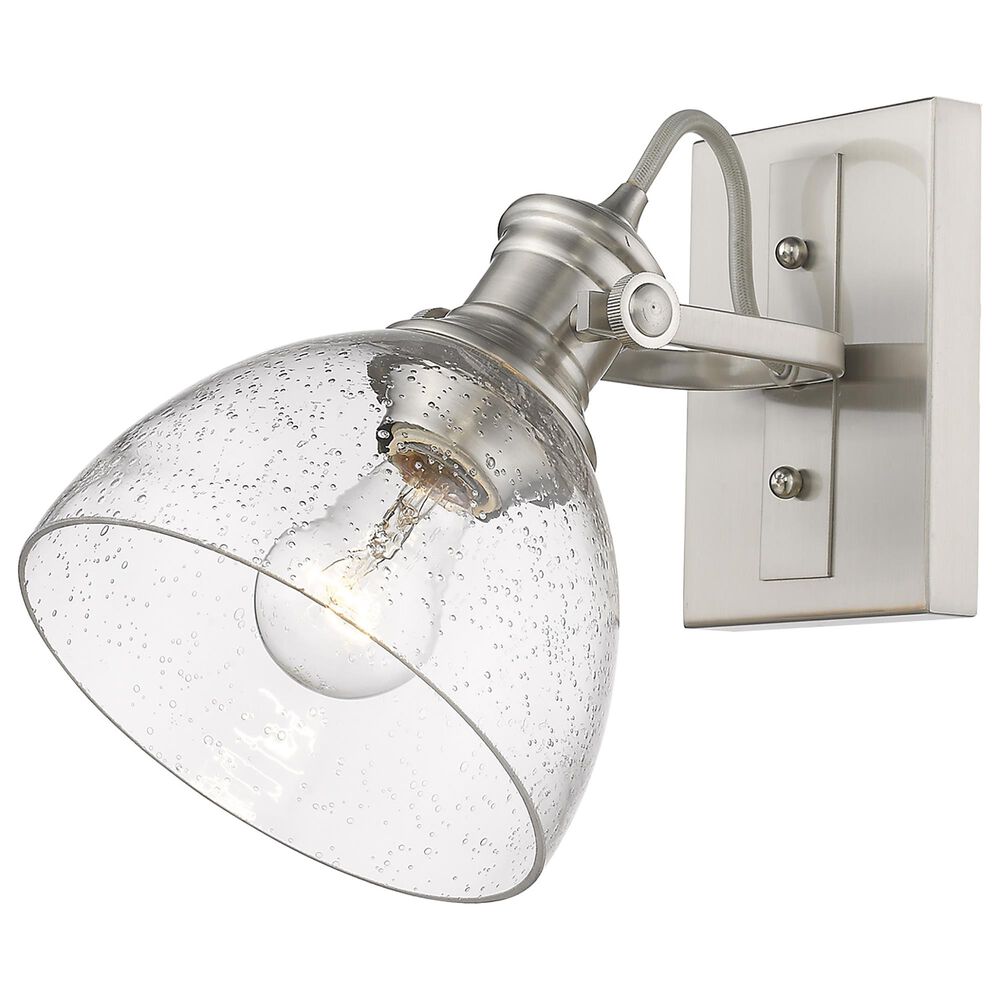 Golden Lighting Hines 1-Light Bath Vanity with Seeded Glass in Pewter, , large