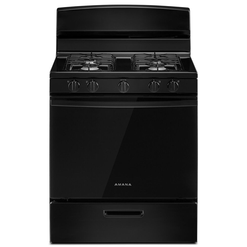 Amana 30" Freestanding Gas Range with Easy-Clean Glass Door in Black, , large