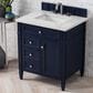 James Martin Vanities Brittany 30" Single Bathroom Vanity in Victory Blue with 3 cm Eternal Jasmine Pearl Quartz Top and Rectangle Sink, , large