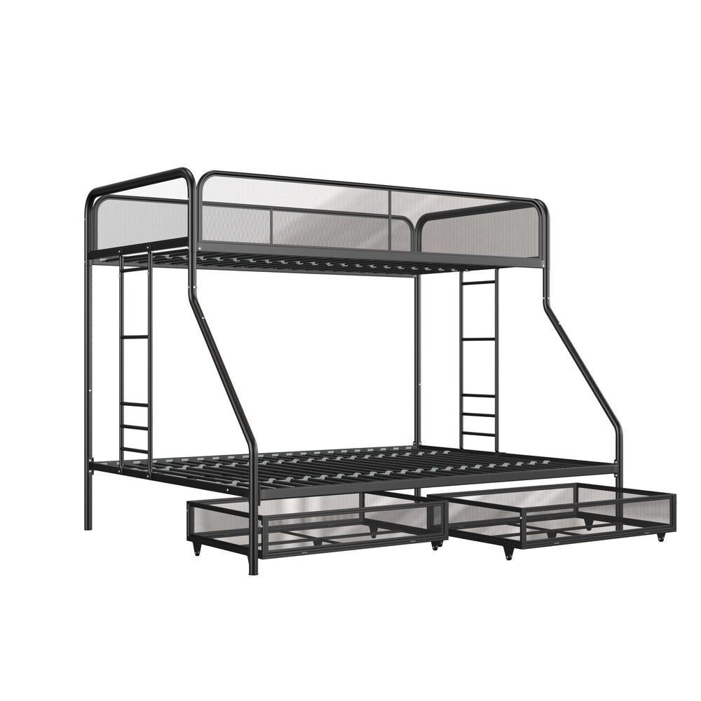 DHP Jaxon Twin over Full Bunk Bed with 2 Storage Drawers in Black, , large