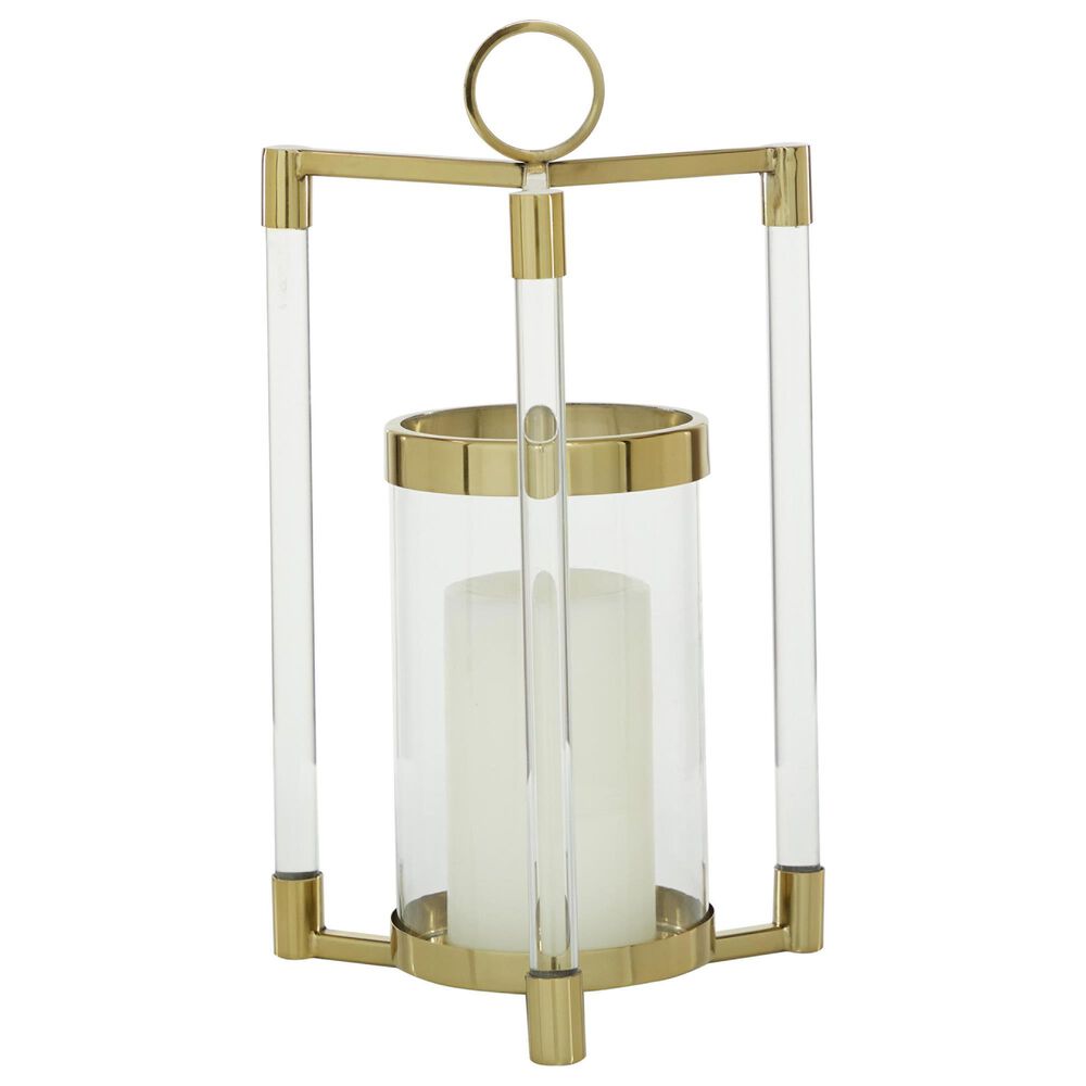 Maple and Jade 18" Contemporary Stainless Steel Lantern in Gold, , large