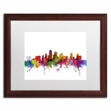 Timberlake Michael Tompsett "Kansas City Skyline" Matted Brown Framed Art 16x20, , large