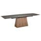 CASABIANCA HOME Totem Manual Dining Table with Walnut Base and Black Marbled Porcelain , , large