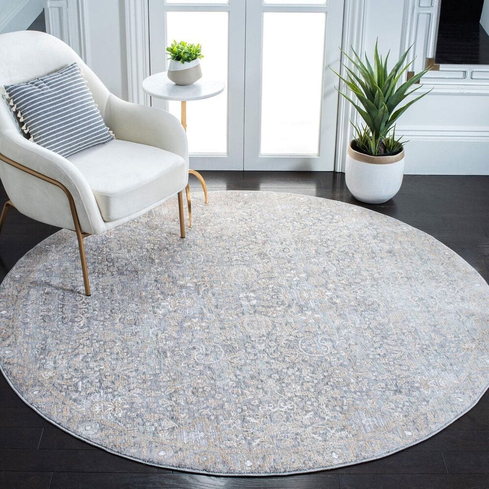 Safavieh Webster WBS318G 6&#39;7&quot; Round Grey and Beige Area Rug, , large