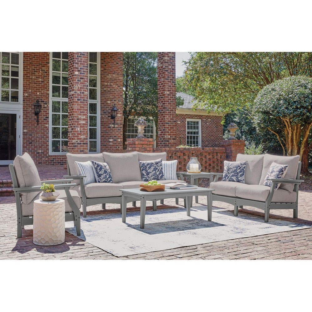 Ashley Cove Beach Outdoor Loveseat with Cushion in Gray, , large