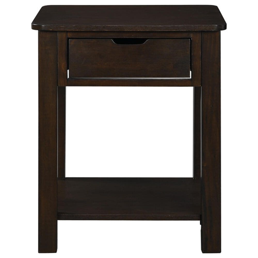 HOMLUX 20" End Table with Drawer in Dark Brown, , large