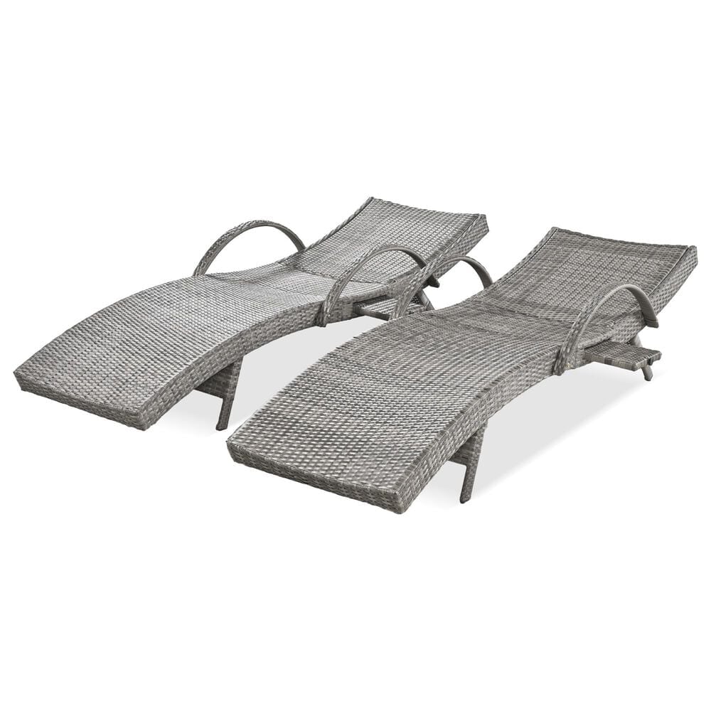 HOMLUX Outdoor Chaise Lounge in Grey (Set of 2), , large