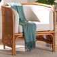 Baxton Studio Bandung Accent Chair with Light Honey Rattan in White, , large