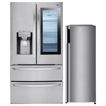 LG 2-Piece Kitchen Package with 27.8 Cu. Ft 4-Door French Door Refrigerator and Single Door Freezer in PrintProof Stainless Steel, , large