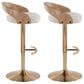 LumiSource Grotto Adjustable Swivel Barstool with Oat Fabric Upholstery in Gold and Whitewashed (Set of 2), , large