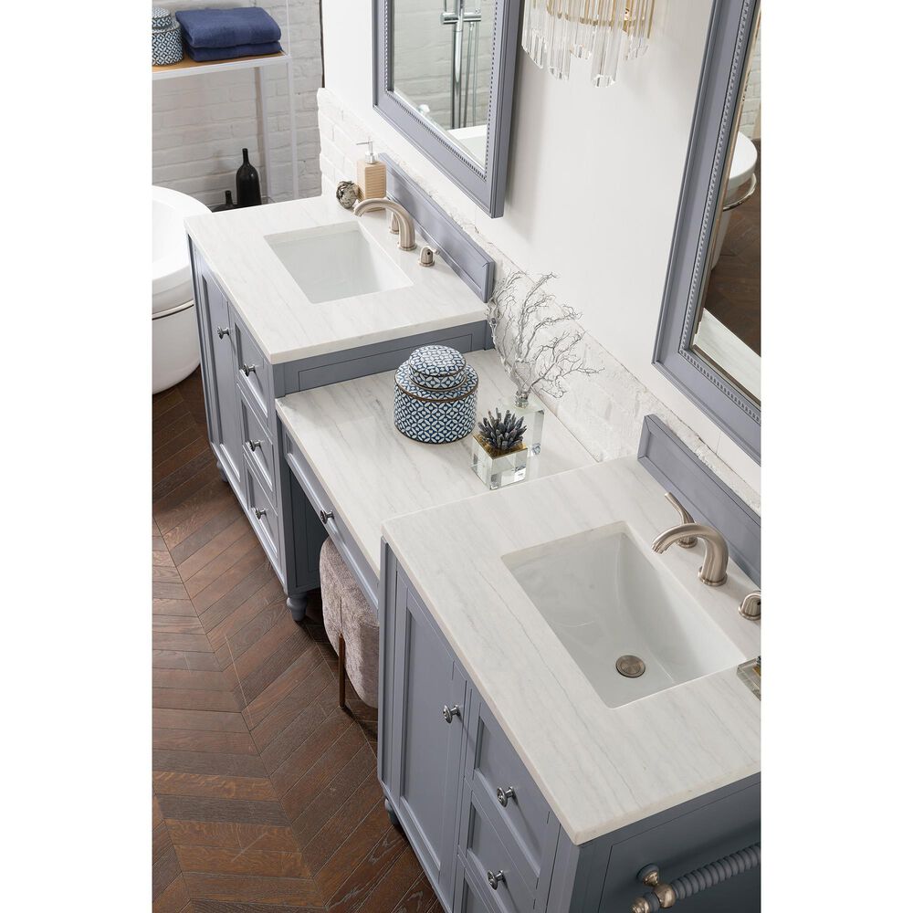 James Martin Copper Cove Encore 86" Double Vanity in Silver Gray with 3 cm Arctic Fall Solid Surface Top, , large