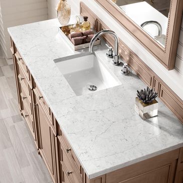 James Martin Vanities Bristol 60" Single Bathroom Vanity in Whitewashed Walnut with 3 cm Eternal Jasmine Pearl Quartz Top and Rectangle Sink, , large