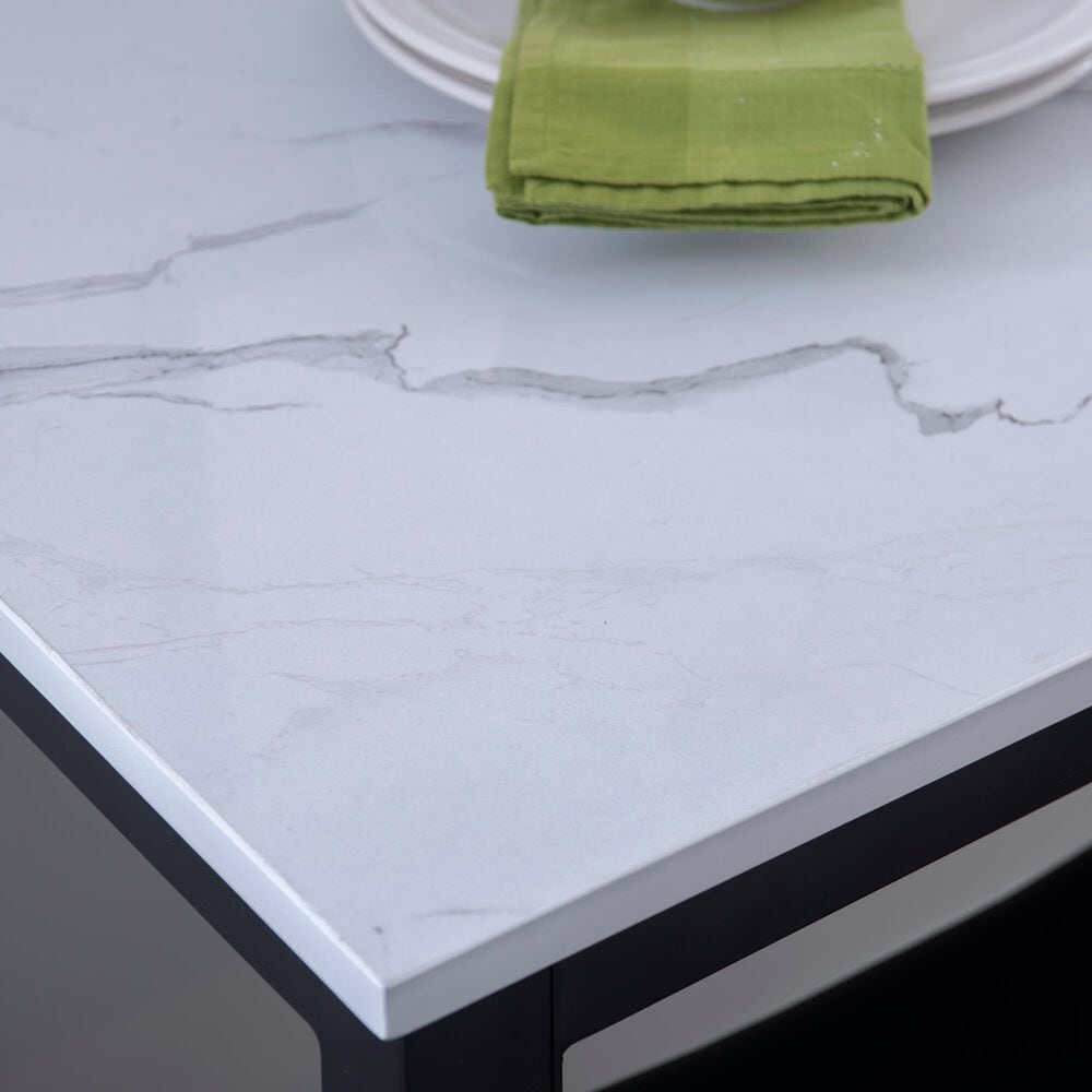 Linon Home Decor Betty 3-Piece Faux Marble Pub Set in Black and White, , large