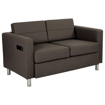 OSP Home Atlantic Stationary Loveseat with Charging Station in Graphite, , large