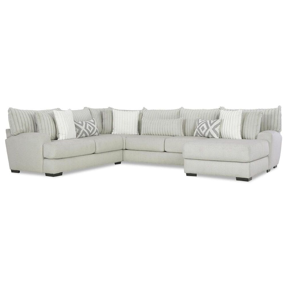 Albany Furniture 3-Piece Stationary Right Facing Sectional in Silver, , large