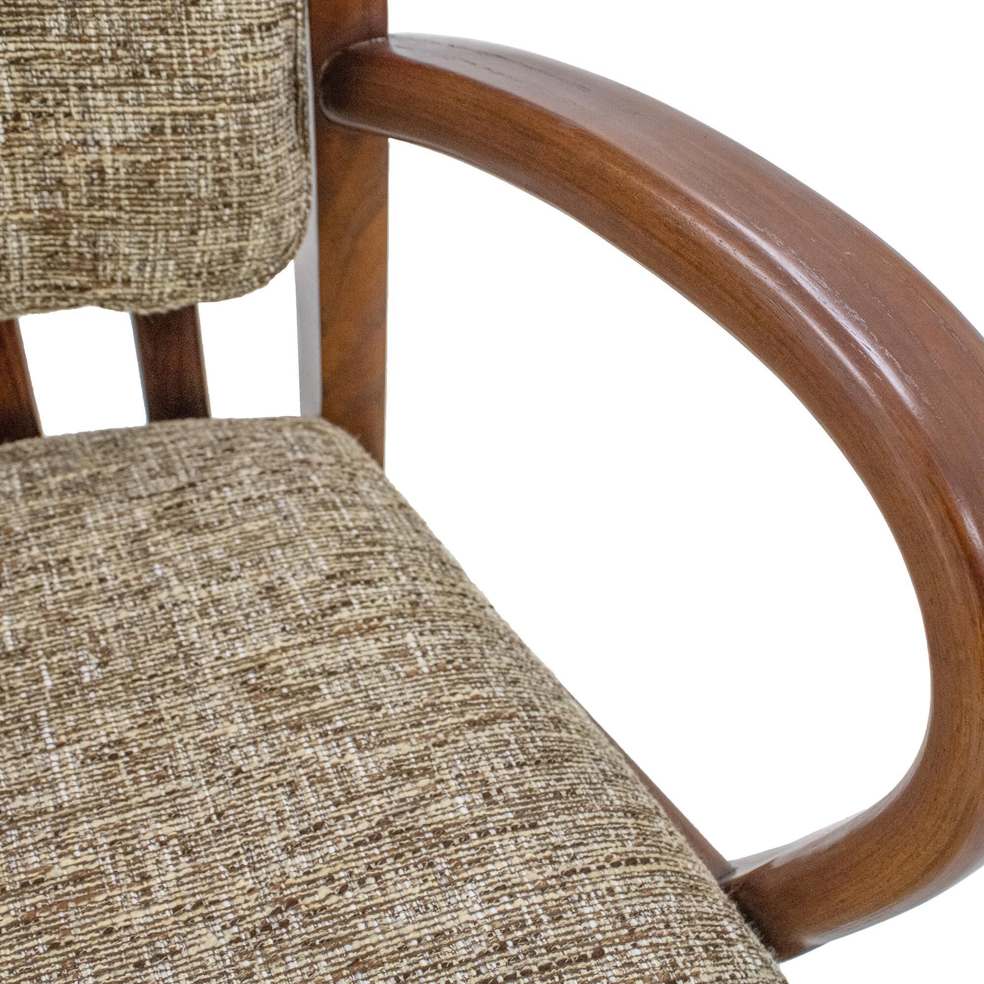 CHROMCRAFT Dining Arm Chair in Noriko Earth Upholstery and Walnut