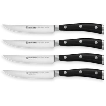 Wusthof Trident Classic Ikon Steak Knife in Stainless Steel and Black (Set of 4), , large