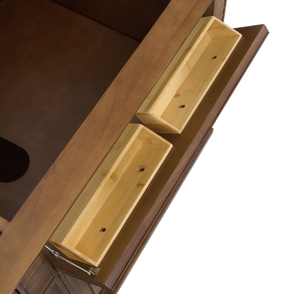 James Martin Vanities Lorelai 72&quot;Double Vanity in Mid-Century Walnut with 3 cm Arctic Fall Solid Surface Top, , large