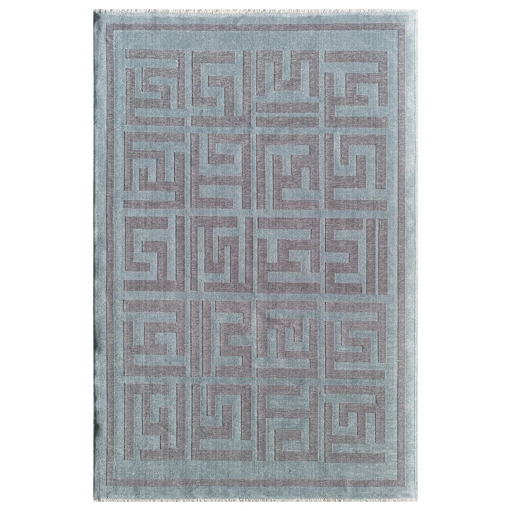 Rugs America Khoi Graphic Gunmetal 2"6" x 8" Blue and Gray Runner, , large