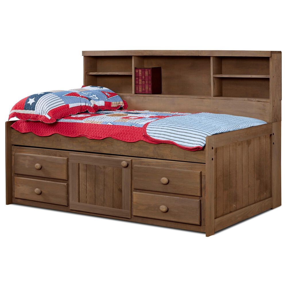 Rusticvale Twin Day Bed with Trundle and Door in Chestnut, , large