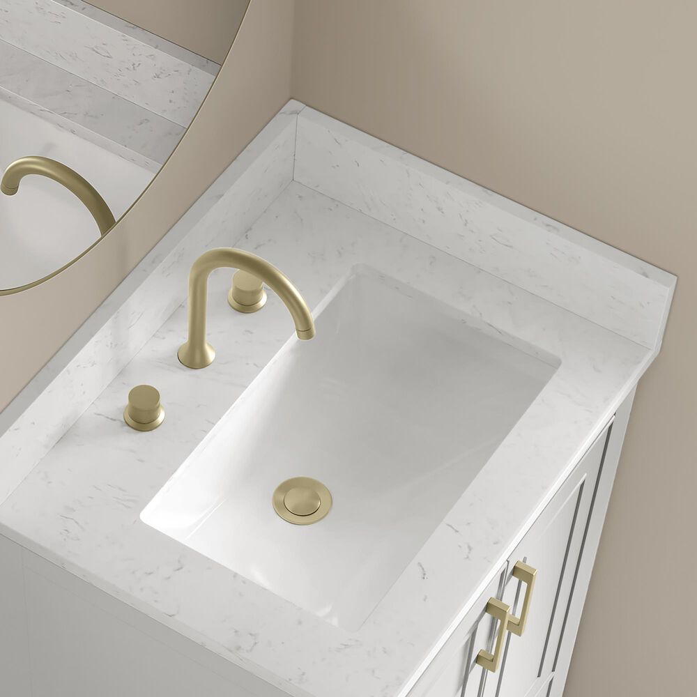 37B Lucerne 24" Single Bathroom Vanity Cabinet in Bright White with Marble Top and Backsplash, , large