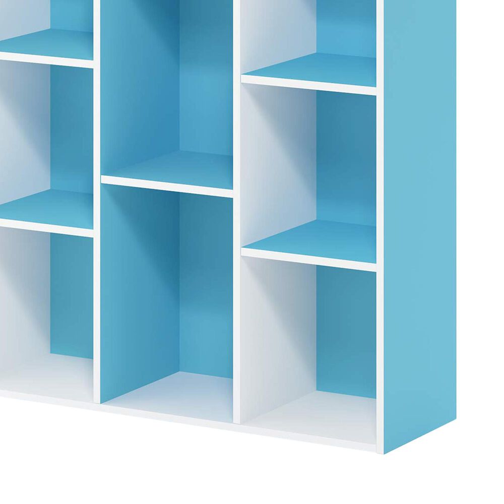HOMLUX 11-Cube Reversible Open Shelf Bookshelf in Light Blue and White, , large