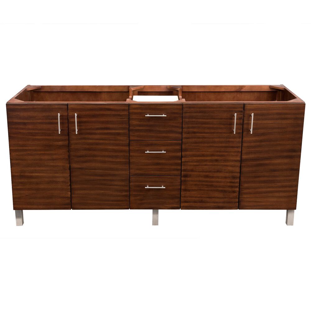 James Martin Metropolitan 72" Double Bathroom Vanity Cabinet in American Walnut and Satin Nickel, , large