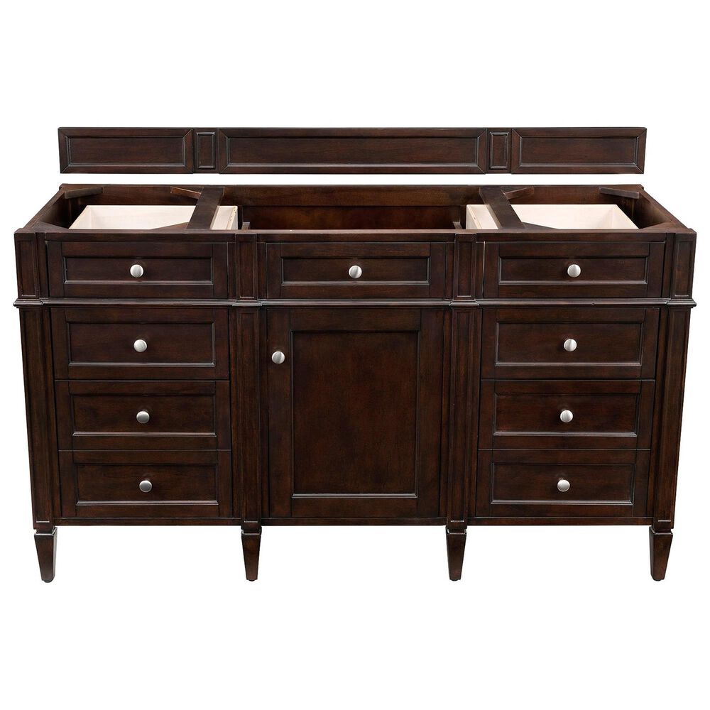 James Martin Vanities Brittany 60" Single Bathroom Vanity in Burnished Mahogany with 3 cm Eternal Jasmine Pearl Silestone Top, Rectangular Sink and FreePower Wireless Charger, , large