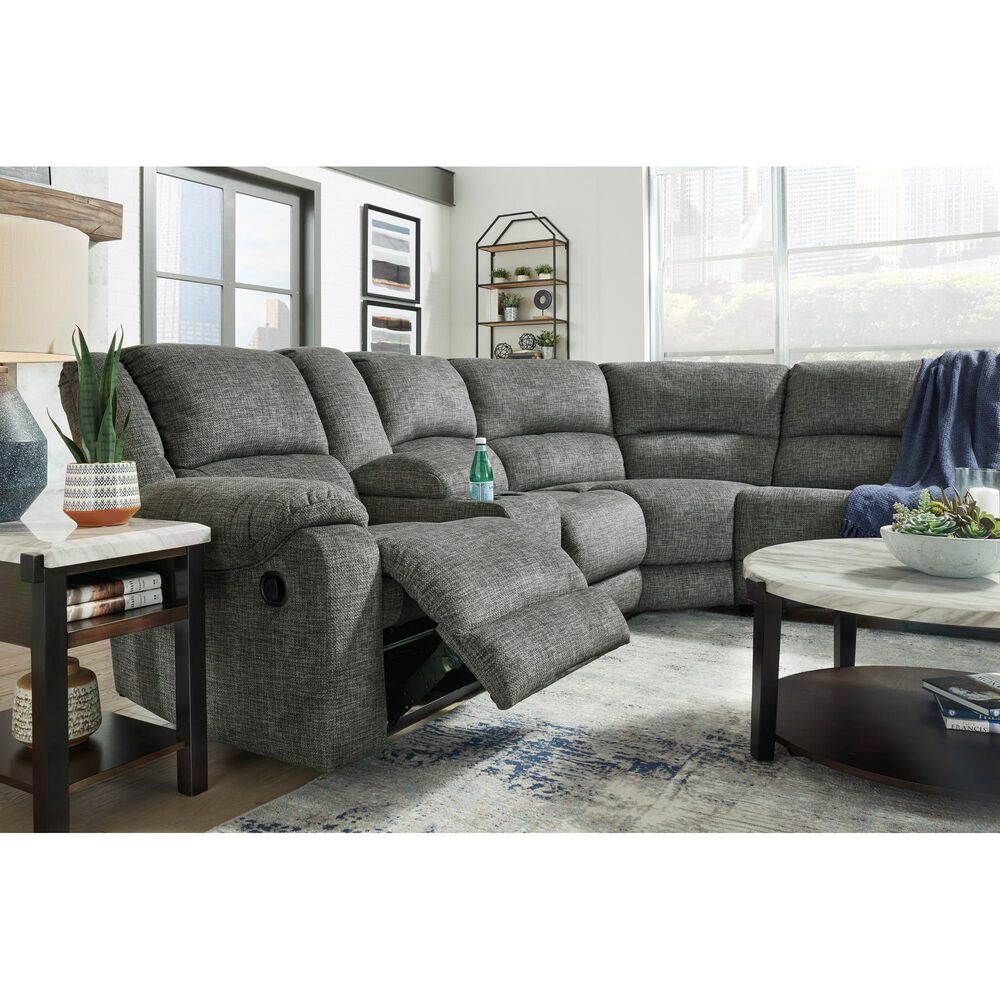 Signature Design by Ashley Goalie 6-Piece Manual Reclining Curved Sectional in Pewter, , large