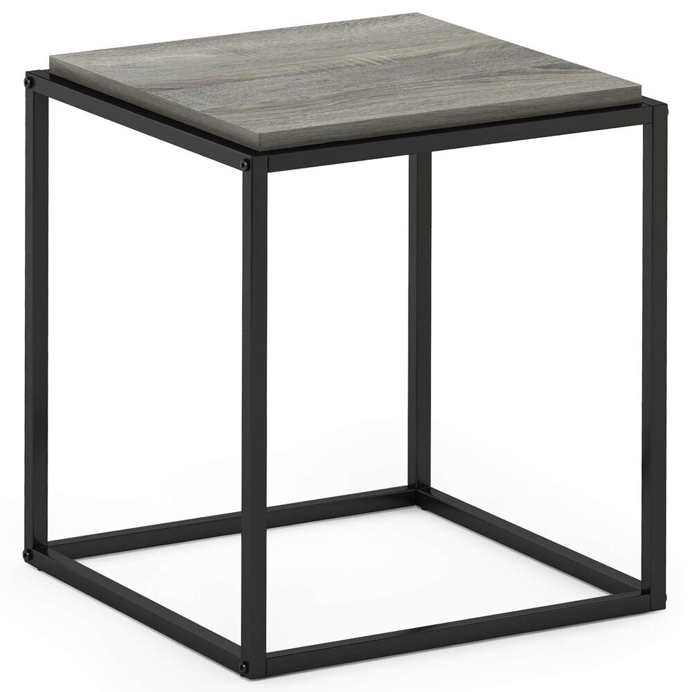 HOMLUX Cube Stackable End Table in French Oak Grey and Black, , large