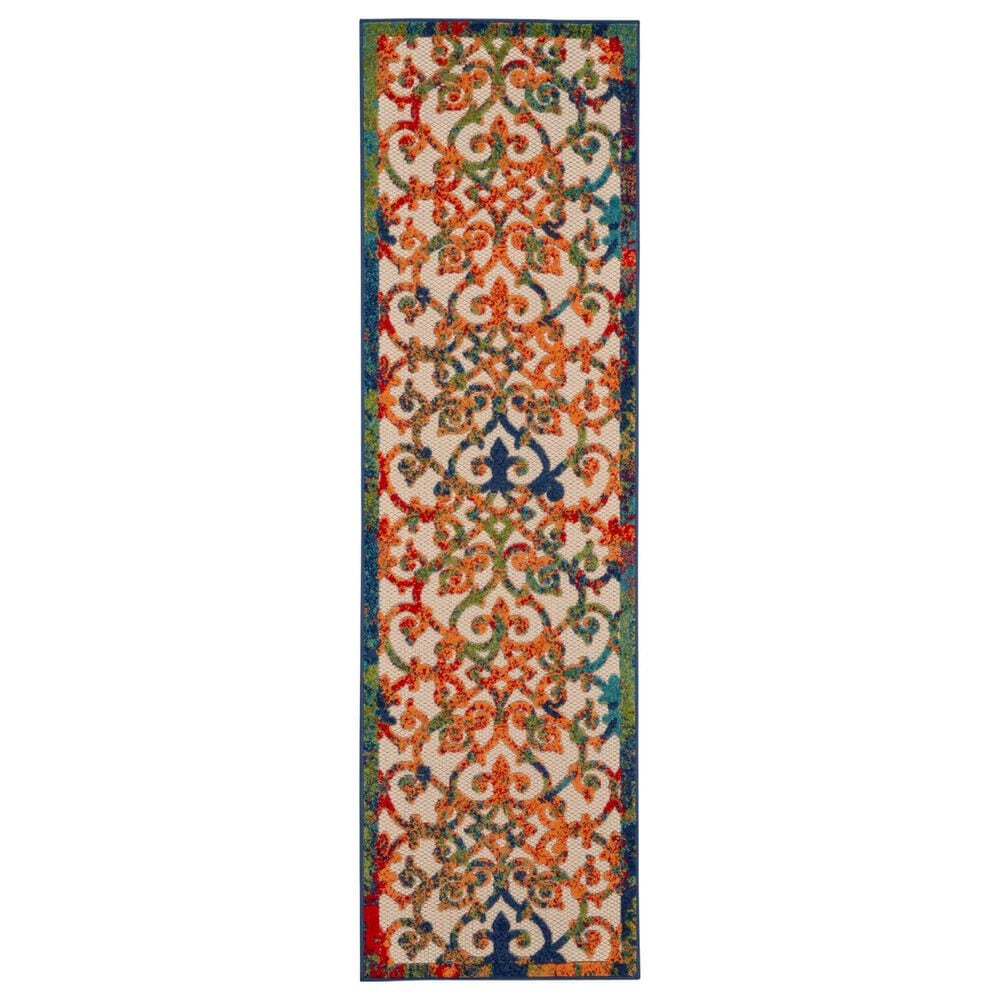 Nourison Aloha Damask 2"3" x 8" Multicolor Indoor/Outdoor Runner, , large