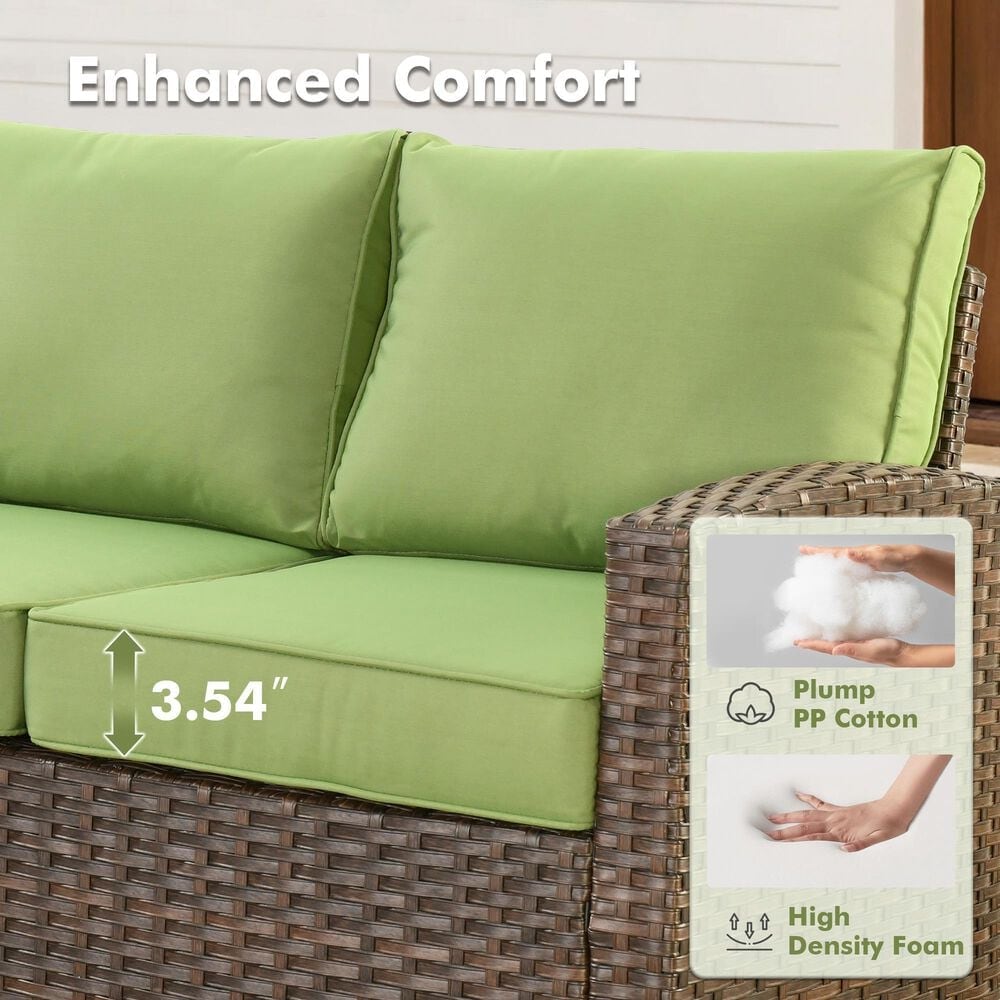 HOMLUX 8-Piece Patio Conversation Set with Fire Pit Table in Green, , large