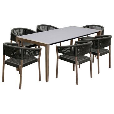 Blue River Fineline and Doris 7-Piece Patio Dining Set in Light Eucalyptus, Gray and Black, , large