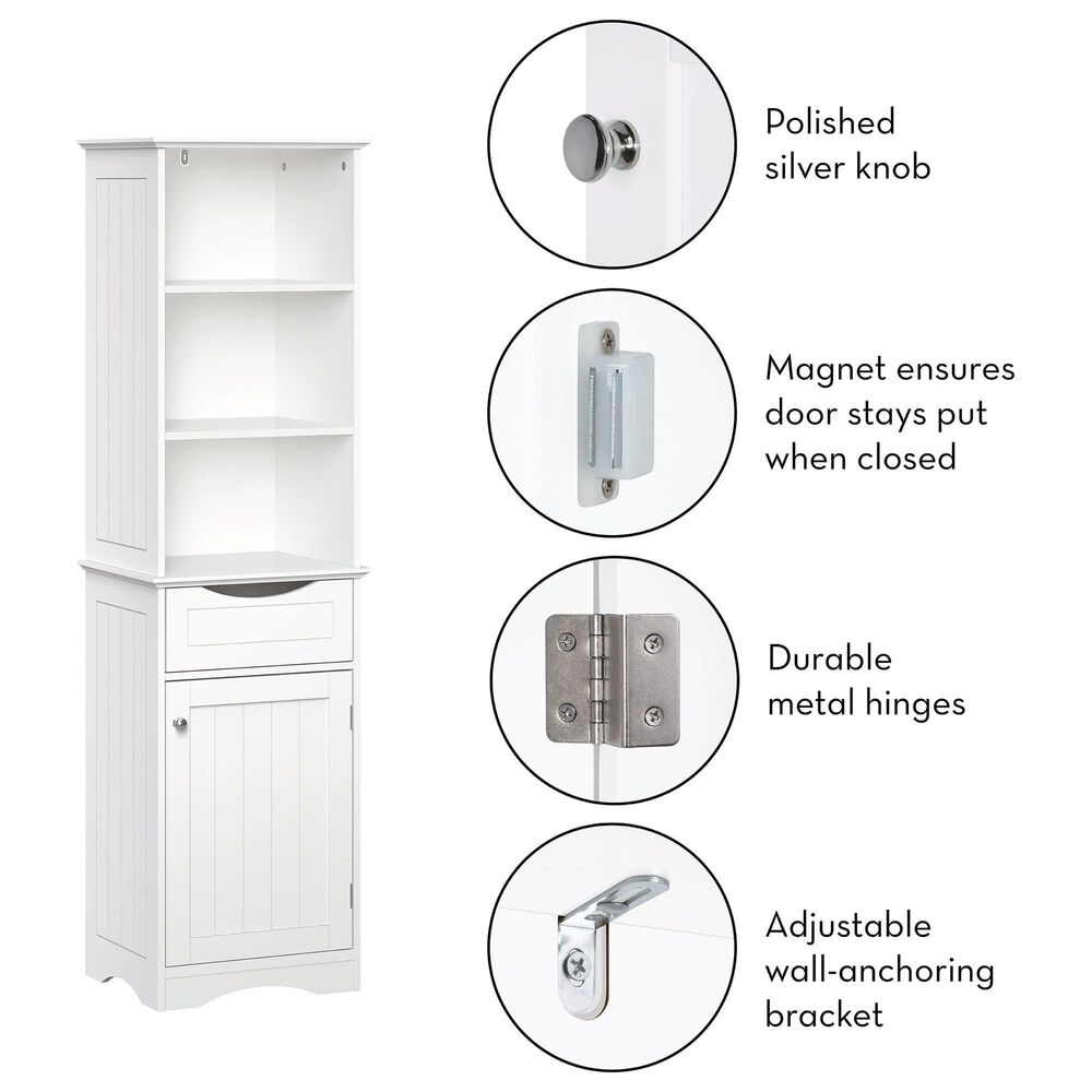 RiverRidge Home Ashland 1-Door Tall Cabinet in White, , large