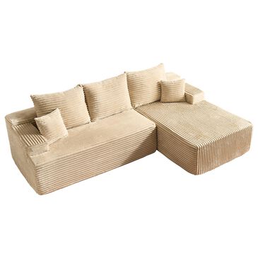 HOMLUX 2-Piece L-Shaped Sectional with Right Facing Chaise in Beige, , large