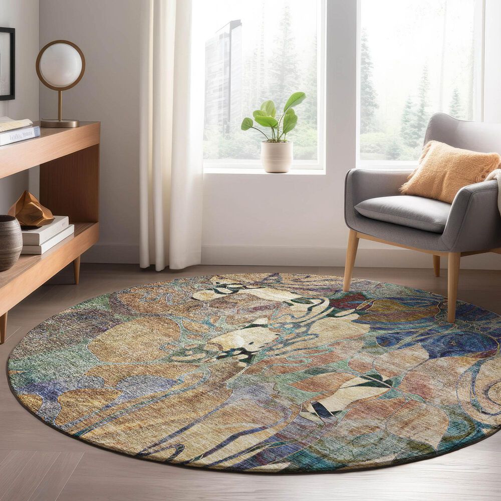 37B Trevi 8&#39; Round Beige Area Rug, , large