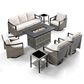 Sunwell Garden 8-Piece Patio Conversation Set with Fire Pit in Beige, , large