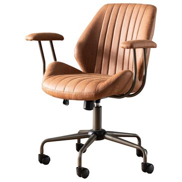 HOMLUX Mid Back Ergonomic Office Chair with Suede Leather in Brown, , large