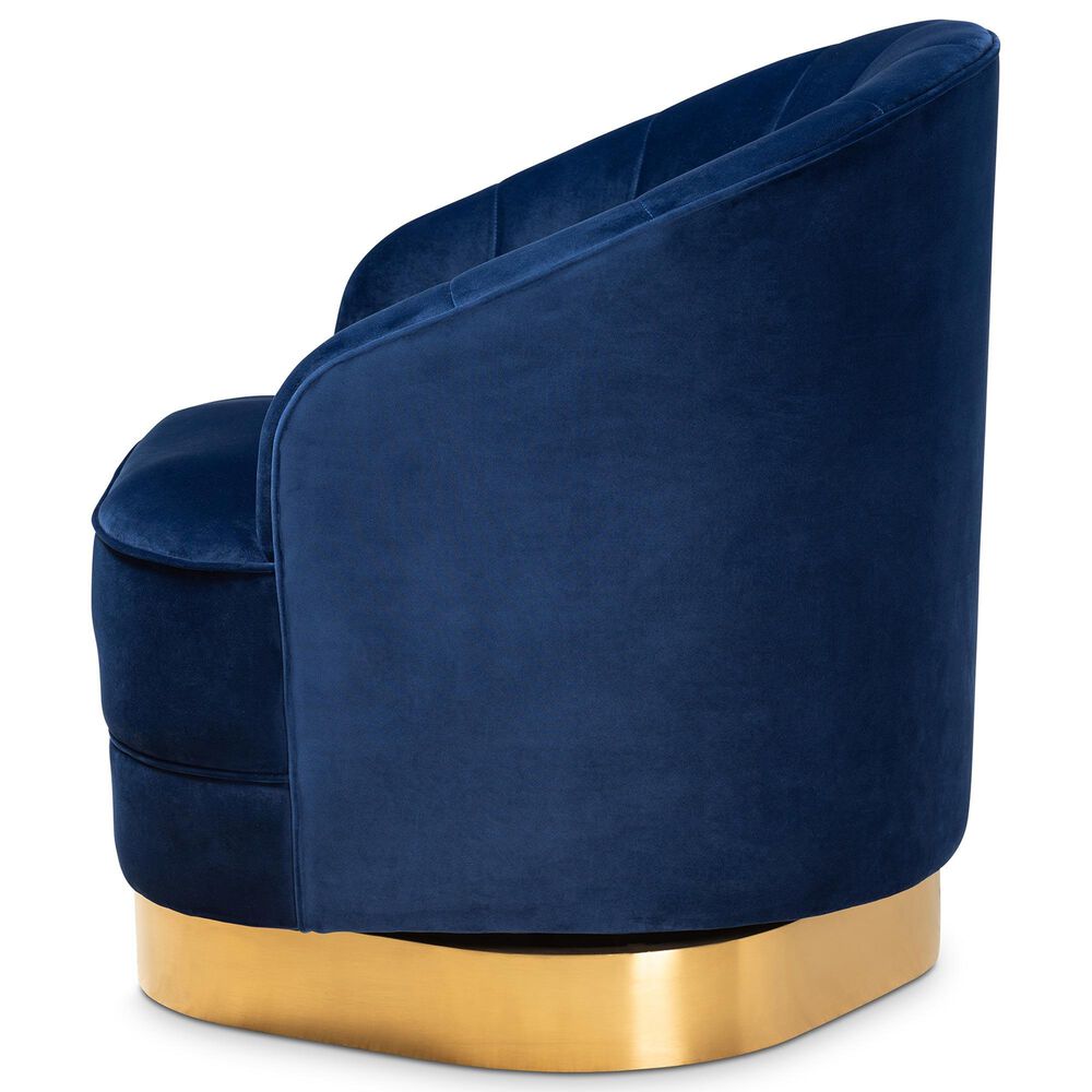 Baxton Studio Fiore Swivel Accent Chair in Royal Blue, , large