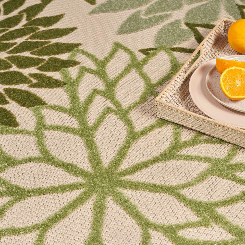 Nourison Aloha ALH05 3&#39;6&quot; x 5&#39;6&quot; Ivory and Green Indoor/Outdoor Area Rug, , large