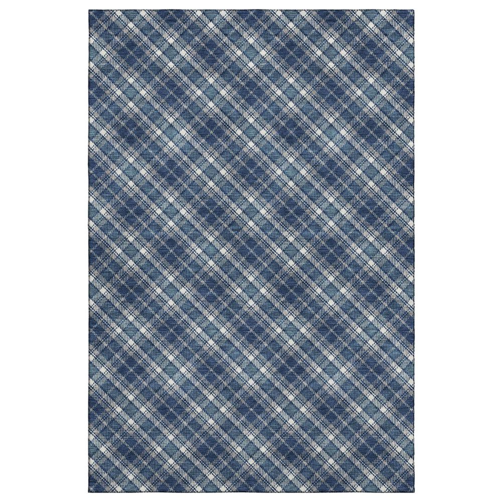 Dalyn Rug Company Soft Essentials Plaid Navy 3" x 5" Indoor/Outdoor Area Rug, , large