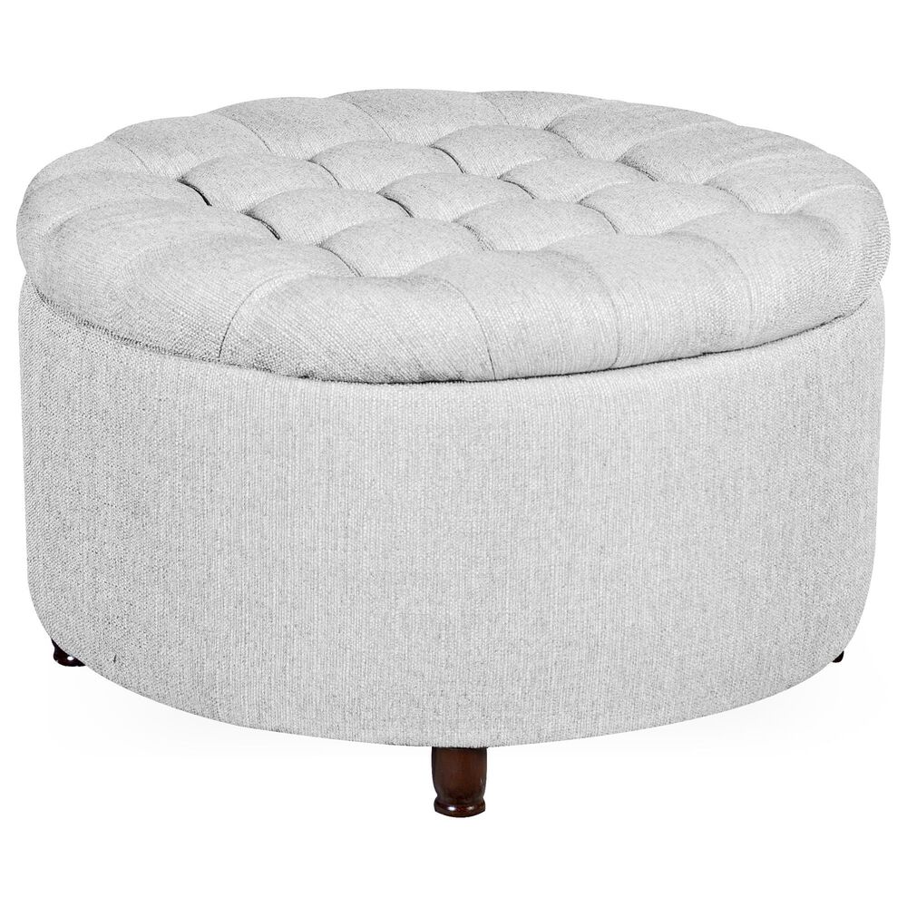 Regency Global Sourcing Knight 28" Round Storage Ottoman in White, , large