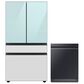 Samsung Bespoke 2-Piece Kitchen Package with Morning Blue and White 23 Cu. Ft. Counter Depth French Door Refrigerator and Dishwasher in Black Stainless Steel, , large