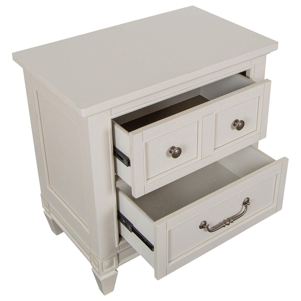 Nicolette Home Willowbrook King Storage Bed with Upholstered Headboard with Two Nightstands in Egg Shell White, , large